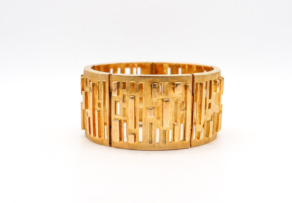 -Burle Marx 1970 Geometric Concretism Art Bracelet In Solid 18Kt Yellow Gold