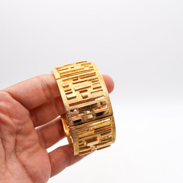 -Burle Marx 1970 Geometric Concretism Art Bracelet In Solid 18Kt Yellow Gold