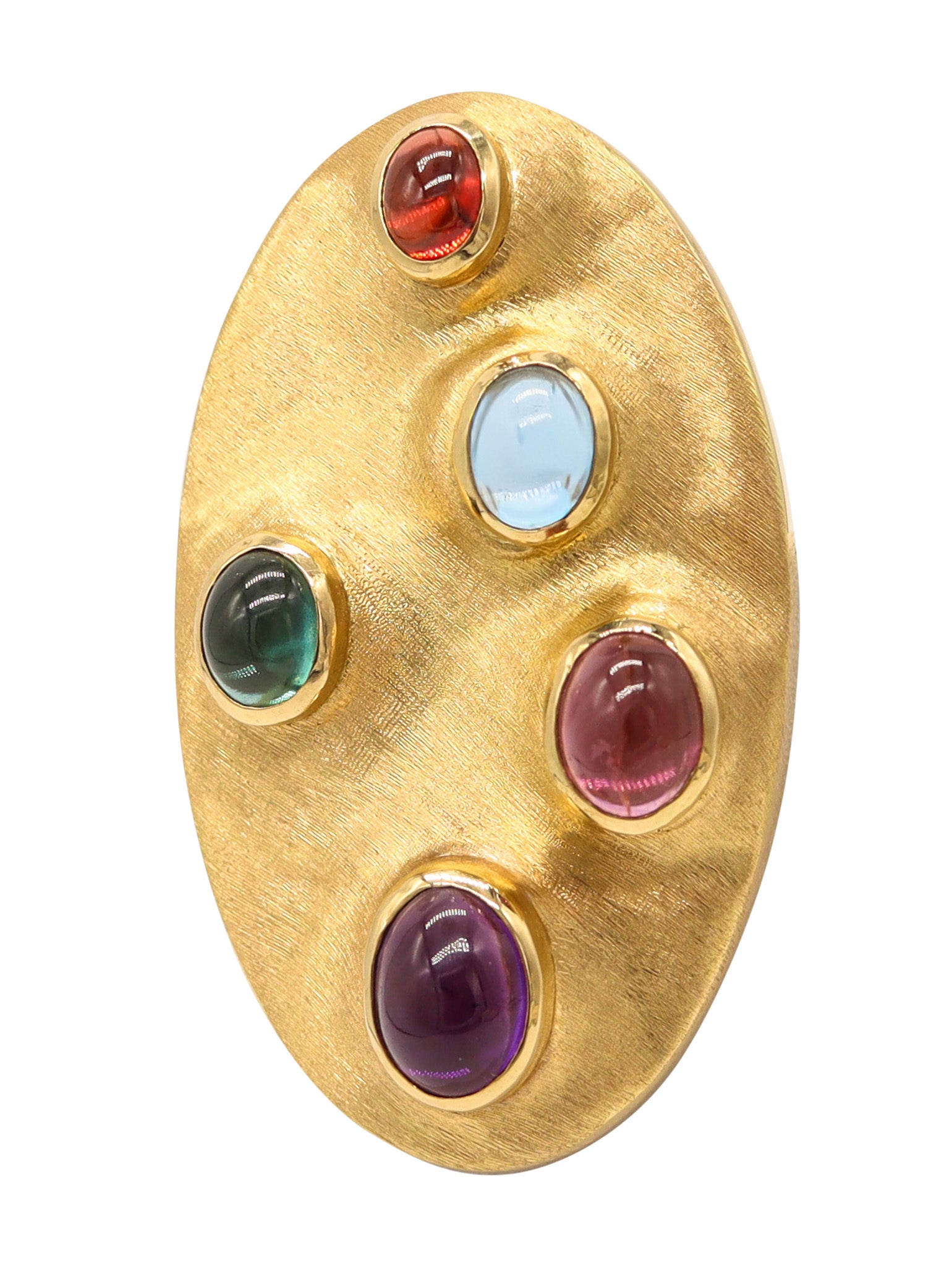 BURLE MARX 1965 Pendant-Brooch In 18Kt Yellow Gold With Vivid Color Gemstones