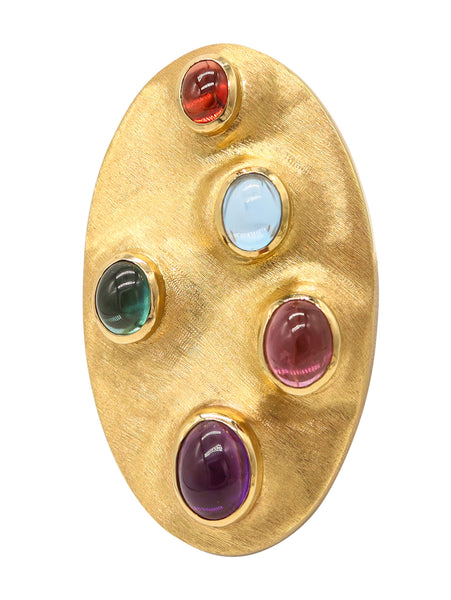 BURLE MARX 1965 Pendant-Brooch In 18Kt Yellow Gold With Vivid Color Gemstones