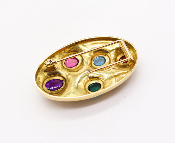 BURLE MARX 1965 Pendant-Brooch In 18Kt Yellow Gold With Vivid Color Gemstones