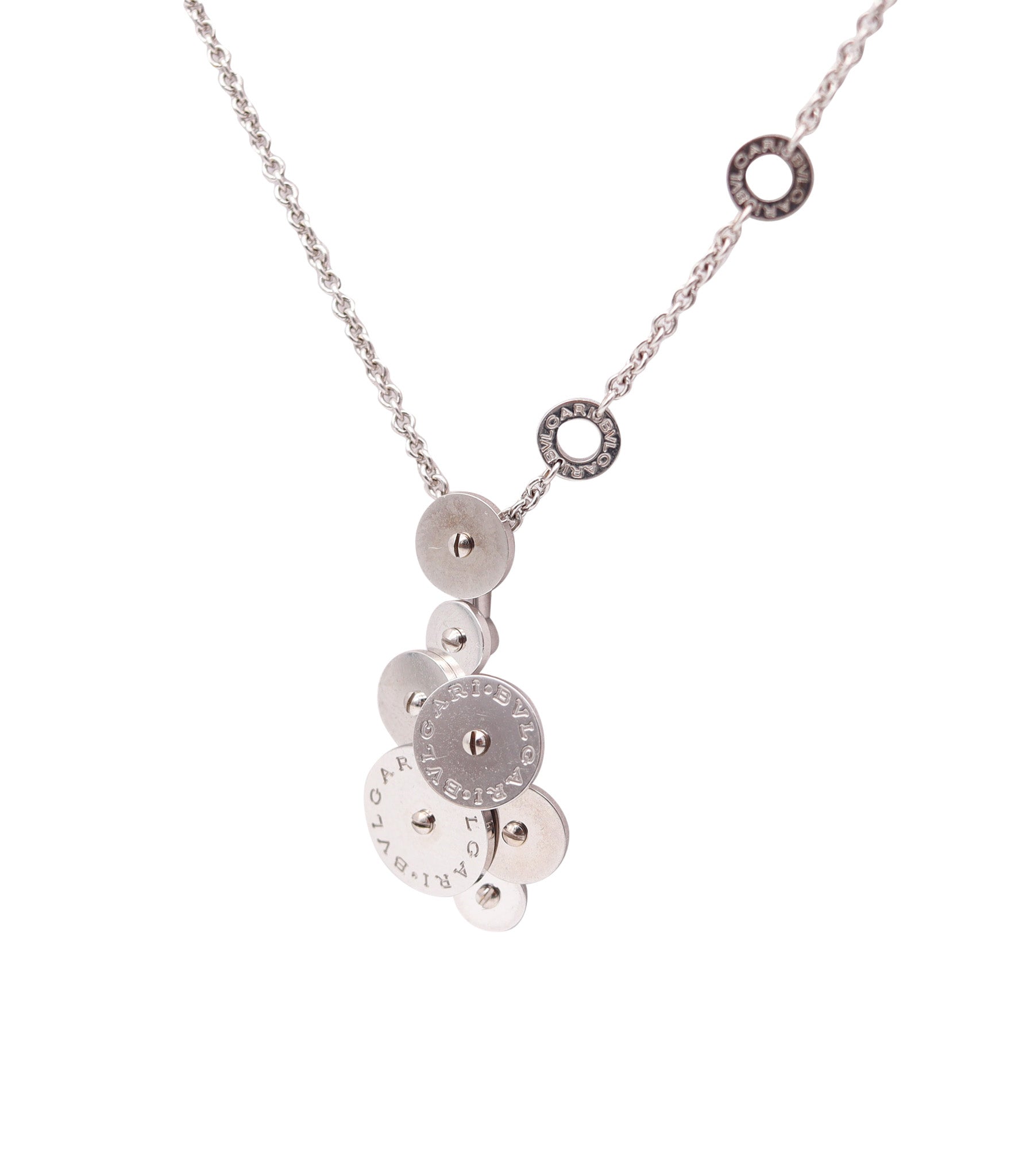 BULGARI Milano "Cicladi" Kinetic Circles Pendant Necklace In 18Kt White Gold