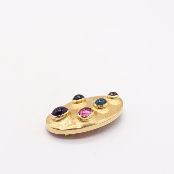 BURLE MARX 1965 Pendant-Brooch In 18Kt Yellow Gold With Vivid Color Gemstones