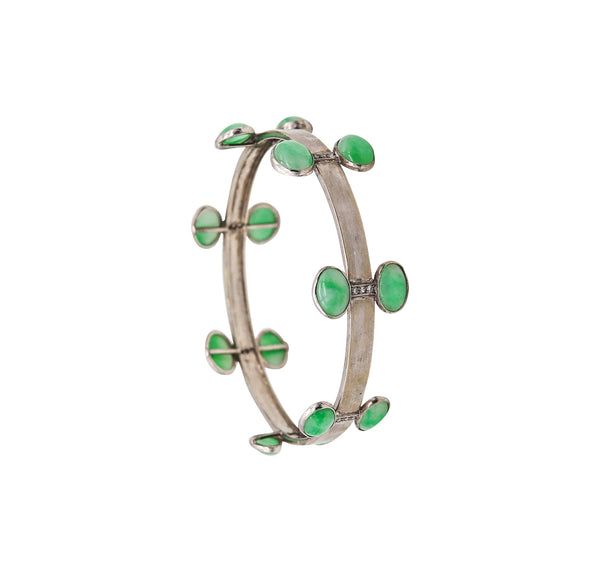 -Petochi Bangle Bracelet In 18Kt Gold With 27.56 Ctw In Diamonds And Jadeite