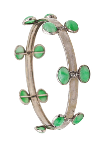 -Petochi Bangle Bracelet In 18Kt Gold With 27.56 Ctw In Diamonds And Jadeite