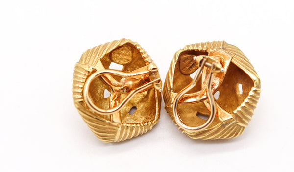 ANGELA CUMMINGS Vintage Clips-On Woven Earrings In Solid 18kT Yellow Gold