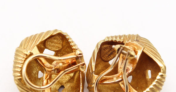 ANGELA CUMMINGS Vintage Clips-On Woven Earrings In Solid 18kT Yellow Gold