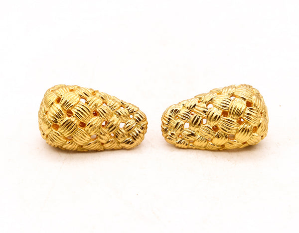 -Angela Cummings 1987 Studios Woven Mesh Earrings In Solid 18Kt Yellow Gold