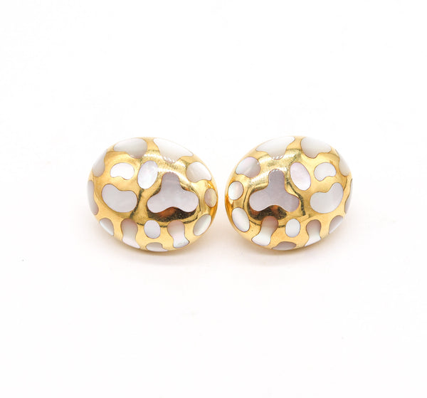 ANGELA CUMMINGS Allure Clips Earrings In 18Kt Gold With White Nacre Inlaid