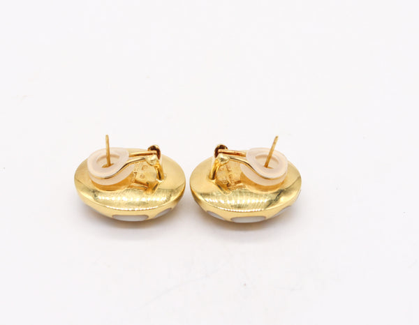 ANGELA CUMMINGS Allure Clips Earrings In 18Kt Gold With White Nacre Inlaid