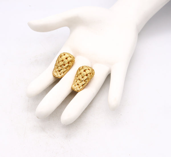 -Angela Cummings 1987 Studios Woven Mesh Earrings In Solid 18Kt Yellow Gold