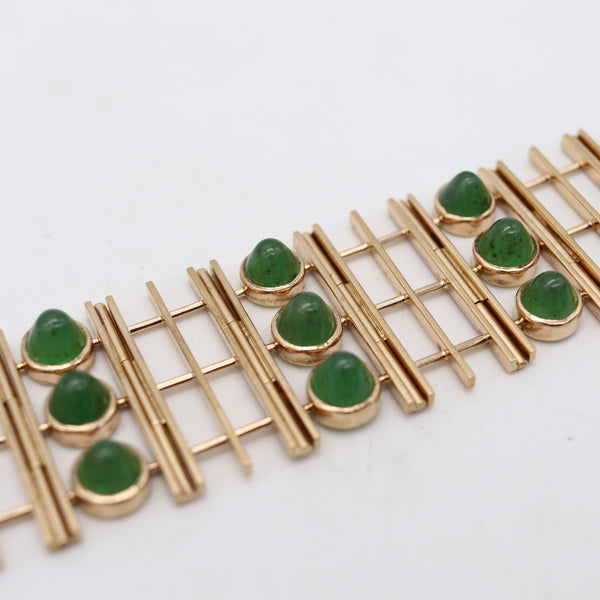 -England Geometric Modernist Bracelet In 9Kt Gold With 45.18 Ctw In Nephrite Jade