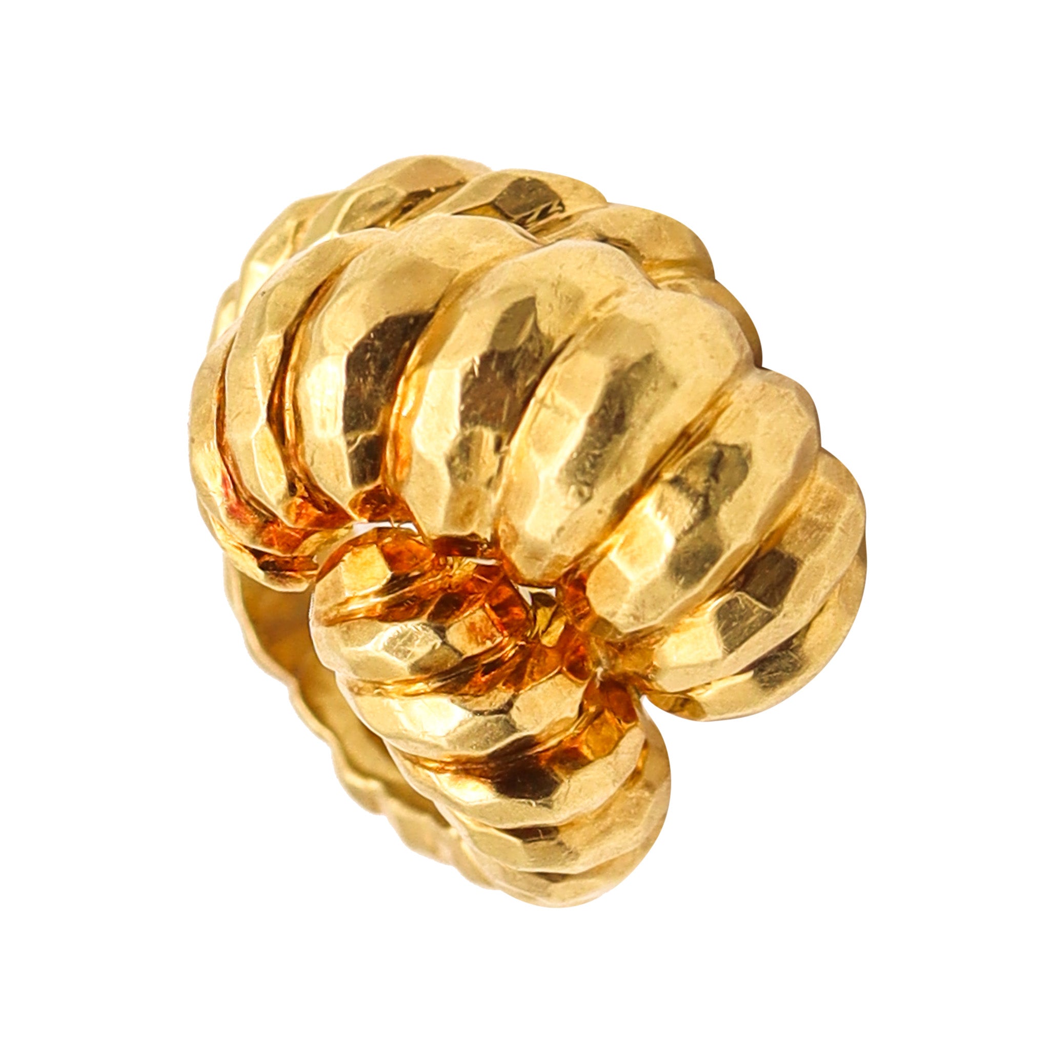 HENRY DUNAY New York Massive Cocktail Ring In Solid Faceted 18Kt Yellow Gold