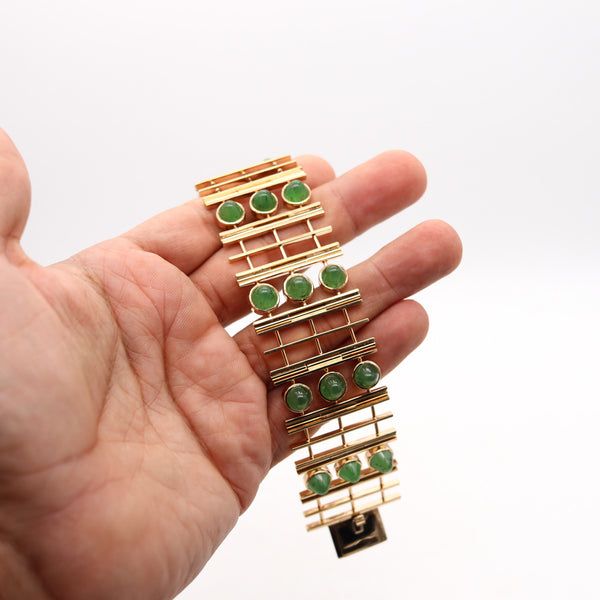 -England Geometric Modernist Bracelet In 9Kt Gold With 45.18 Ctw In Nephrite Jade