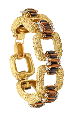 -La Triomphe 1970 Modernist Bracelet 18Kt Gold With 39.48 Ctw In Diamonds And Tiger Eye