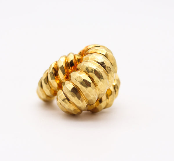 HENRY DUNAY New York Massive Cocktail Ring In Solid Faceted 18Kt Yellow Gold