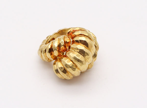 HENRY DUNAY New York Massive Cocktail Ring In Solid Faceted 18Kt Yellow Gold