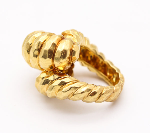 HENRY DUNAY New York Massive Cocktail Ring In Solid Faceted 18Kt Yellow Gold