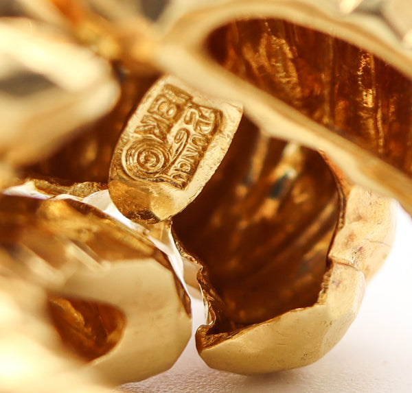 HENRY DUNAY New York Massive Cocktail Ring In Solid Faceted 18Kt Yellow Gold