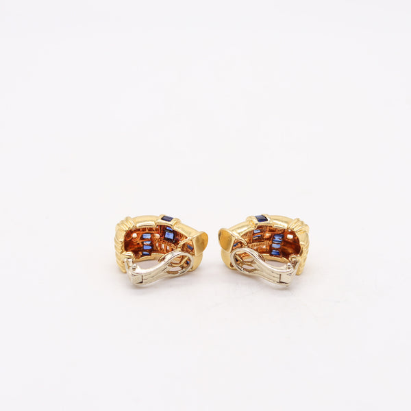CHARLES KRYPELL Hoops Earrings In 18Kt Gold 3.94 Ctw In Diamonds & Sapphires