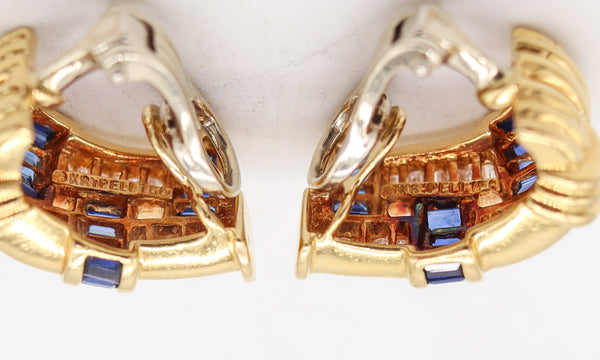 CHARLES KRYPELL Hoops Earrings In 18Kt Gold 3.94 Ctw In Diamonds & Sapphires