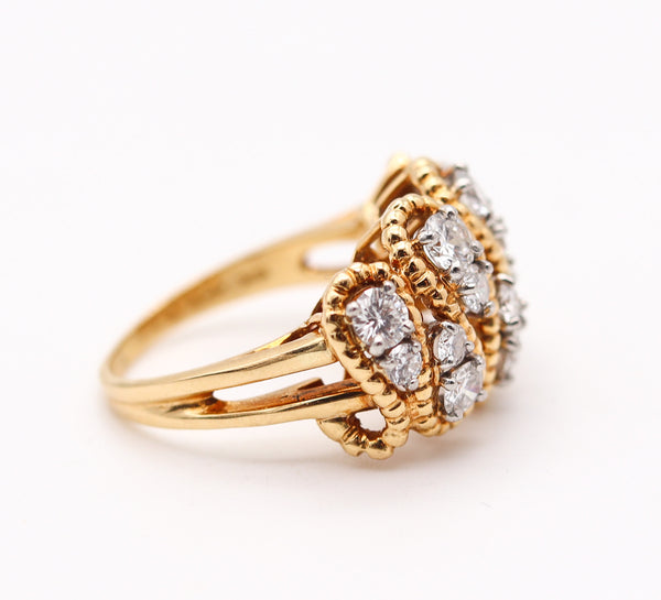 OSCAR HEYMAN 1970 Band Ring In 18Kt Gold, Platinum & 1.24 Ctw in VS Diamonds