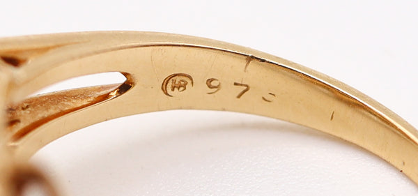 OSCAR HEYMAN 1970 Band Ring In 18Kt Gold, Platinum & 1.24 Ctw in VS Diamonds