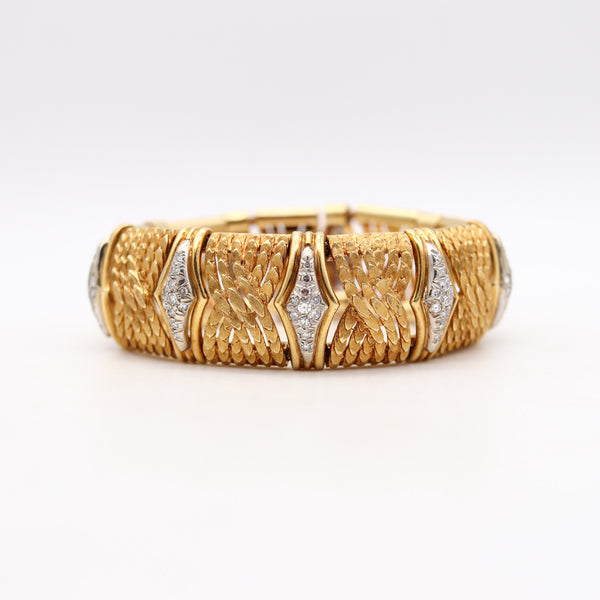 -Italian 1960 Mid Century bracelet In 18Kt Yellow Gold With 1.49 Ctw In Diamonds