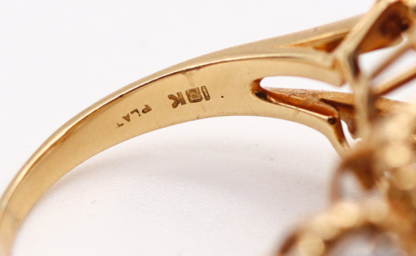 OSCAR HEYMAN 1970 Band Ring In 18Kt Gold, Platinum & 1.24 Ctw in VS Diamonds