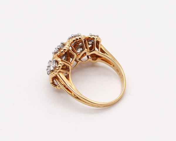 OSCAR HEYMAN 1970 Band Ring In 18Kt Gold, Platinum & 1.24 Ctw in VS Diamonds