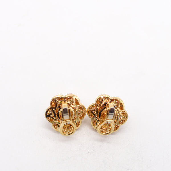 BLACK STARR & FROST Clips Earrings In 18Kt Gold With 3.26 Ctw In Diamonds & Pearls