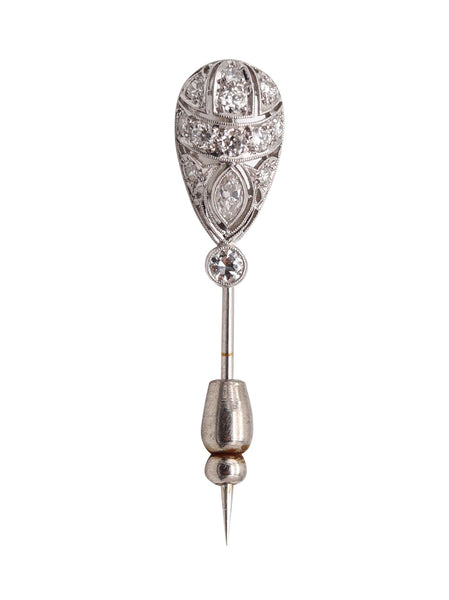 STAIGER & SONS 1925 Art Deco Tie-Pin Brooch In Platinum With VS Diamonds