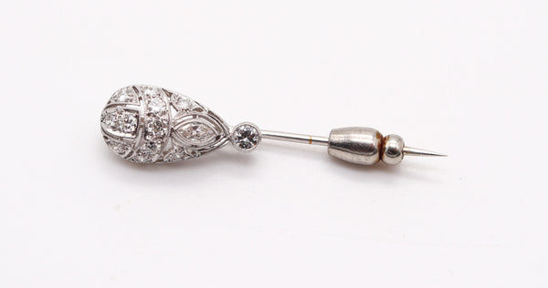 STAIGER & SONS 1925 Art Deco Tie-Pin Brooch In Platinum With VS Diamonds