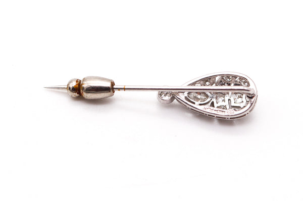 STAIGER & SONS 1925 Art Deco Tie-Pin Brooch In Platinum With VS Diamonds