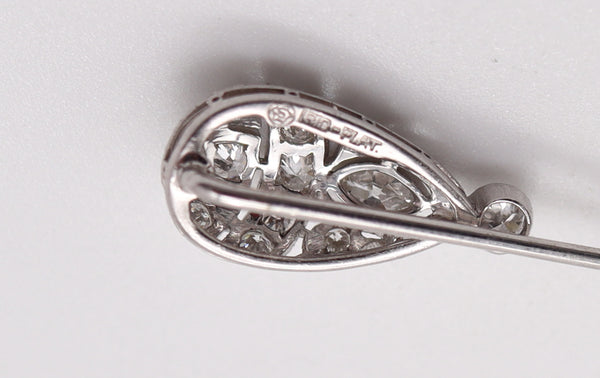STAIGER & SONS 1925 Art Deco Tie-Pin Brooch In Platinum With VS Diamonds