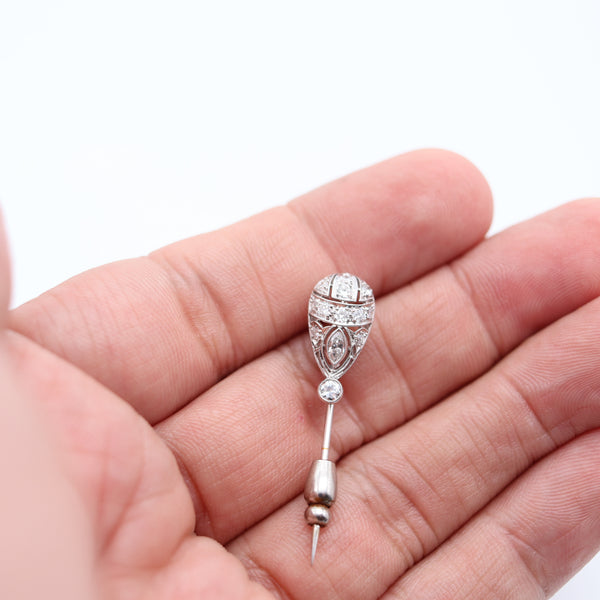 STAIGER & SONS 1925 Art Deco Tie-Pin Brooch In Platinum With VS Diamonds
