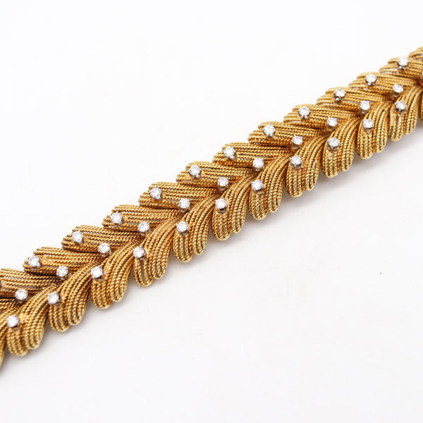 -La Triomphe 1970 Modernist Wired Bracelet 18Kt Gold With 4.50 Ctw In Diamonds