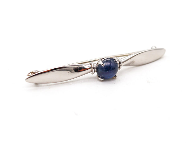 -CARTIER London 1930 Art Deco Wings Badge Brooch In Platinum With Sapphire In Box