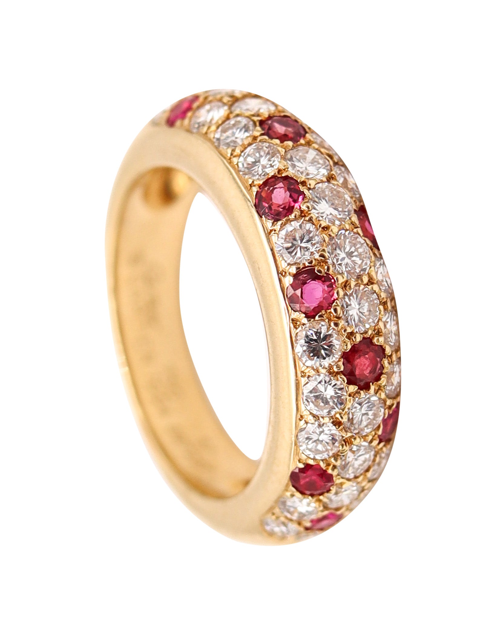 CARTIER Paris Mimi Ring Band In 18Kt Gold With 2.36 Ctw In Rubies & Diamonds