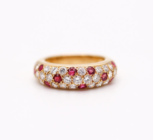 CARTIER Paris Mimi Ring Band In 18Kt Gold With 2.36 Ctw In Rubies & Diamonds