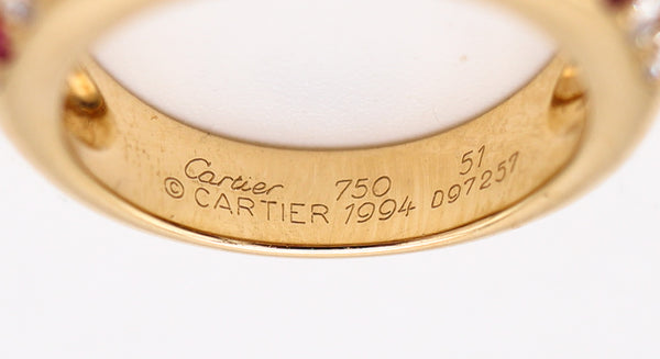 CARTIER Paris Mimi Ring Band In 18Kt Gold With 2.36 Ctw In Rubies & Diamonds