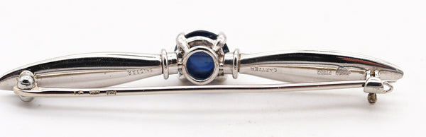 -CARTIER London 1930 Art Deco Wings Badge Brooch In Platinum With Sapphire In Box