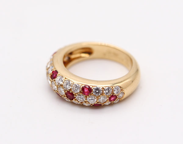 CARTIER Paris Mimi Ring Band In 18Kt Gold With 2.36 Ctw In Rubies & Diamonds