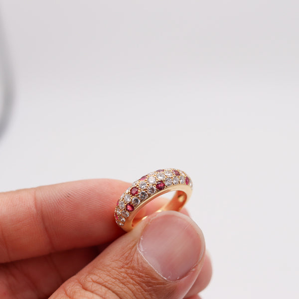 CARTIER Paris Mimi Ring Band In 18Kt Gold With 2.36 Ctw In Rubies & Diamonds