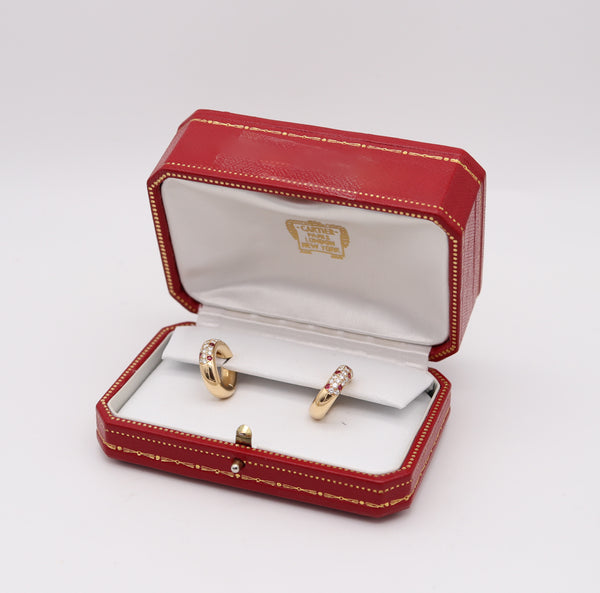 CARTIER Paris Mimi Hoop Earrings In 18Kt Gold With 2.24 Ctw In Rubies & Diamonds