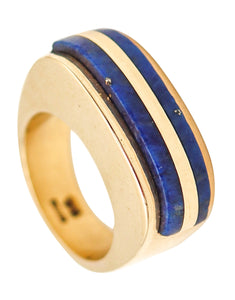 -Tiffany & Co. 1970 Donald Claflin Ring In 18Kt Yellow Gold With Lapis Lazuli
