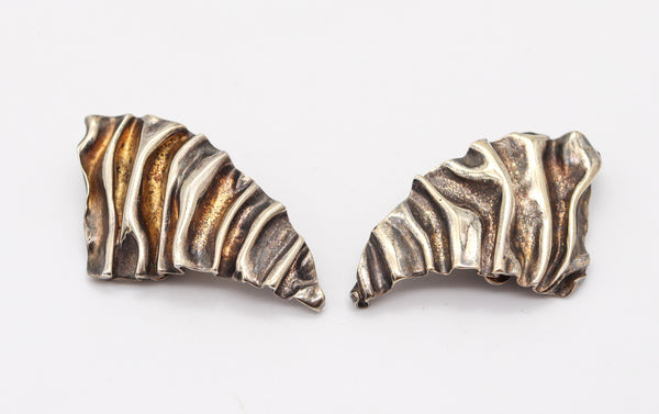 TALYA BAHARAL 1980 Modernist Sculptural Clips-On Earrings In ,925 Sterling