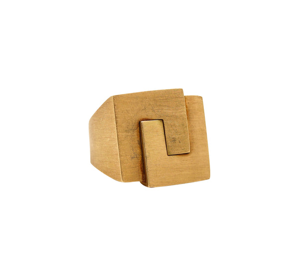 -Antonio Bernardo Sculptural Geometric Ring In Solid 18Kt Yellow Gold