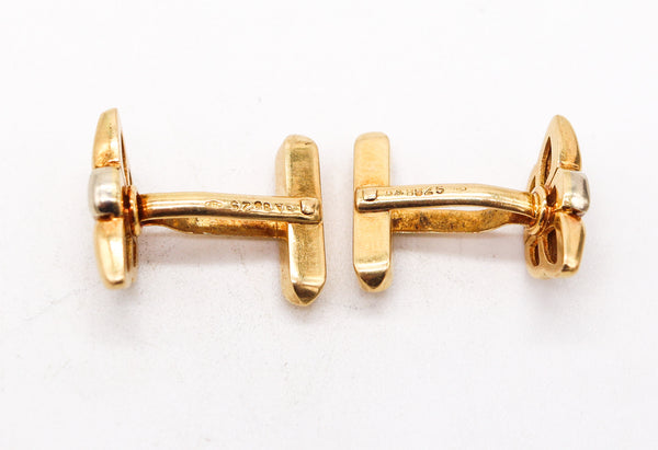 BVLGARI Roma 1990 Classic T-Bars Cufflinks In Two Tones Of Solid 18Kt Gold