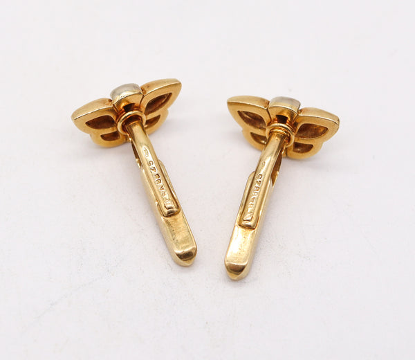 BVLGARI Roma 1990 Classic T-Bars Cufflinks In Two Tones Of Solid 18Kt Gold
